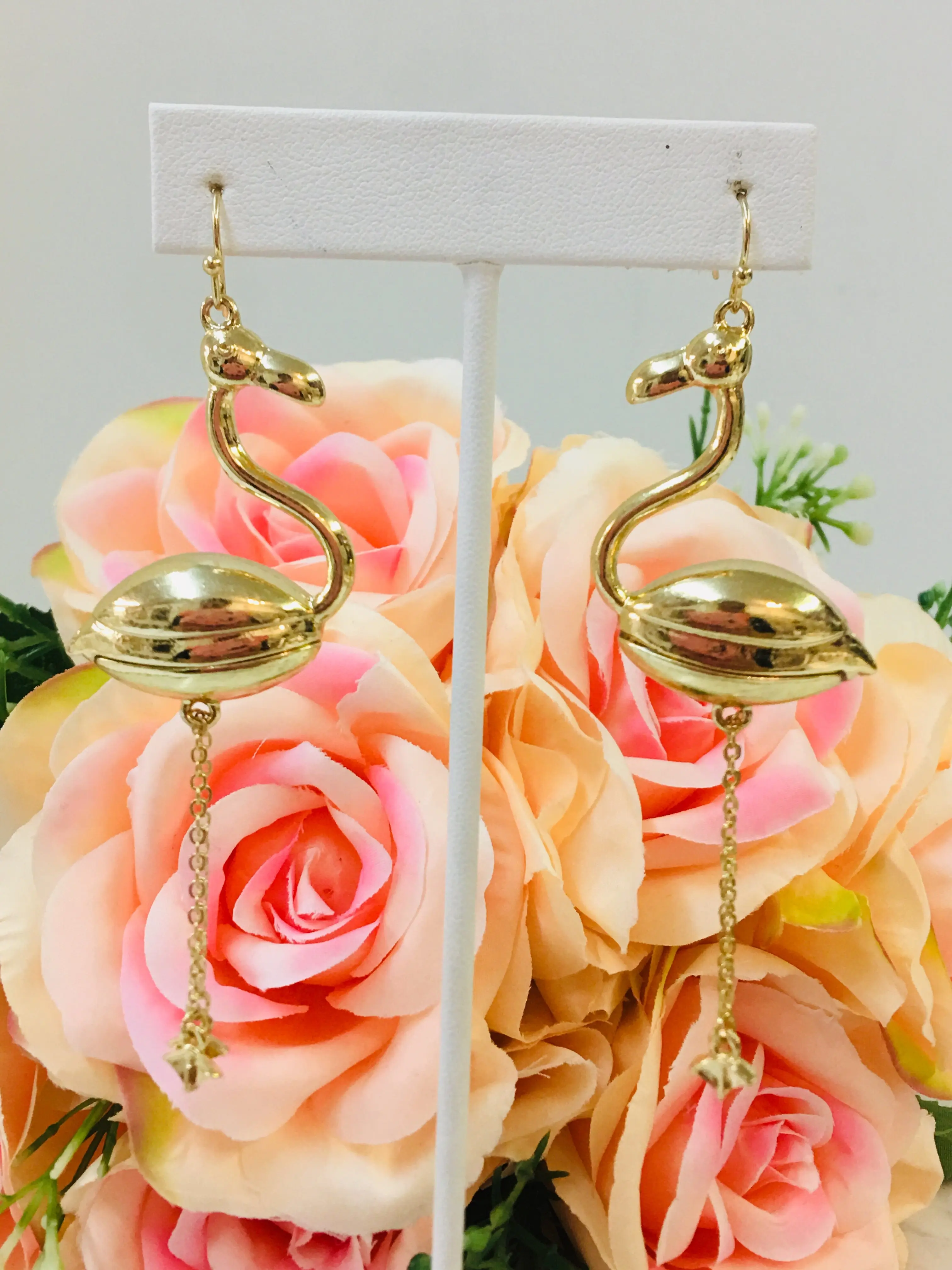 Rhodium Plated flamingo Earrings