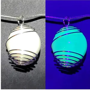 uranium marble necklace on and 18 inch silver plated necklace