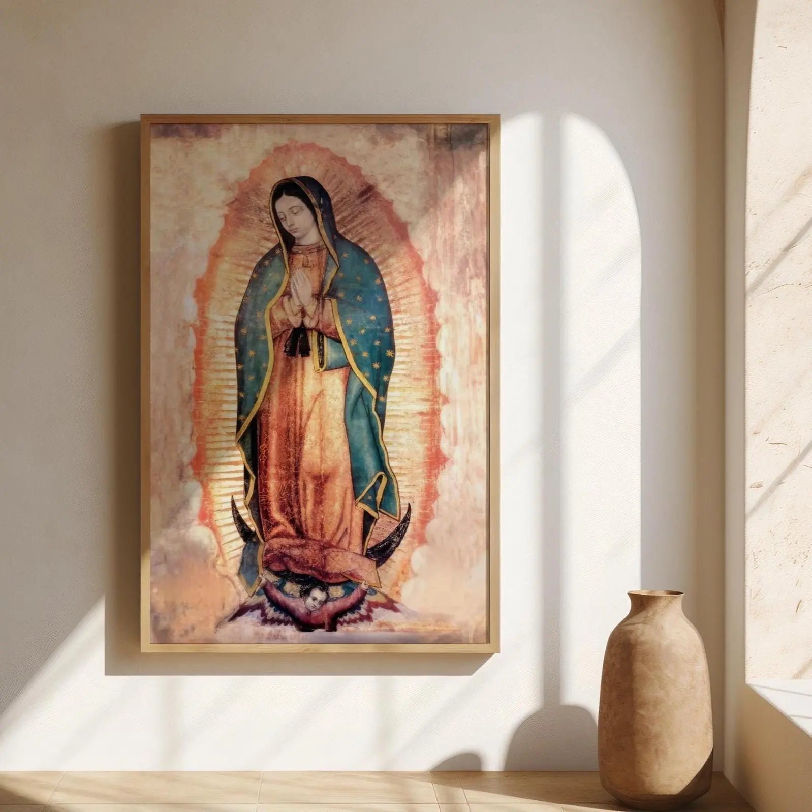 [Unframed] Catholic Artwork Our Lady Of Guadalupe Print: Vintage Canvas, Marian Theme