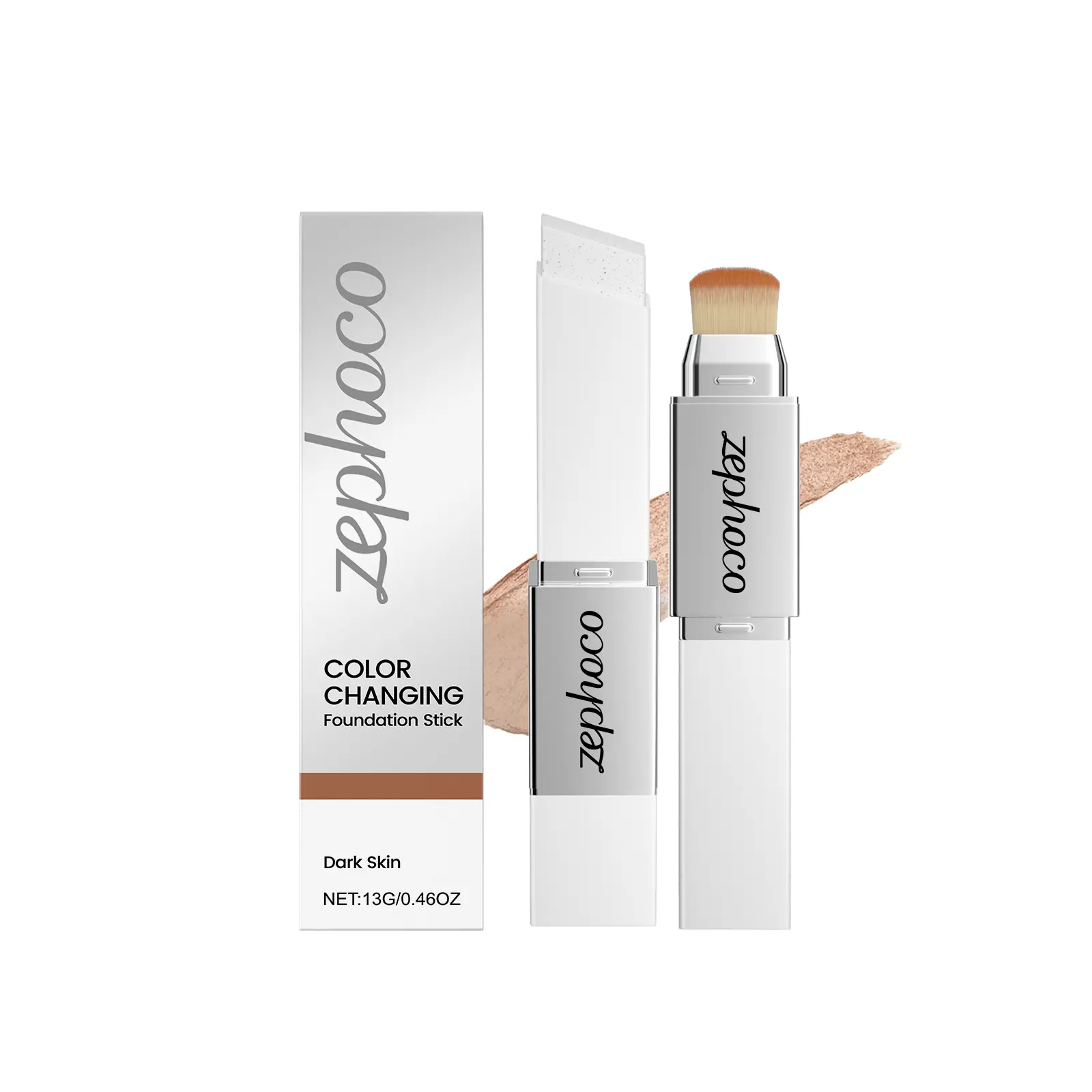 Zephoco Dark skin Color Changing Foundation Stick for Dark Skin 13g/0.46oz Lightweight Natural Finish Makeup Cosmetic Concealer Daily