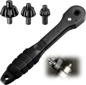3 in 1 Drill Chuck Ratchet Wrench, Drill Press Chuck Key, Replacement Tool for Electric Drills & Power Tools with Extended Arm for Added Torque (All Size)