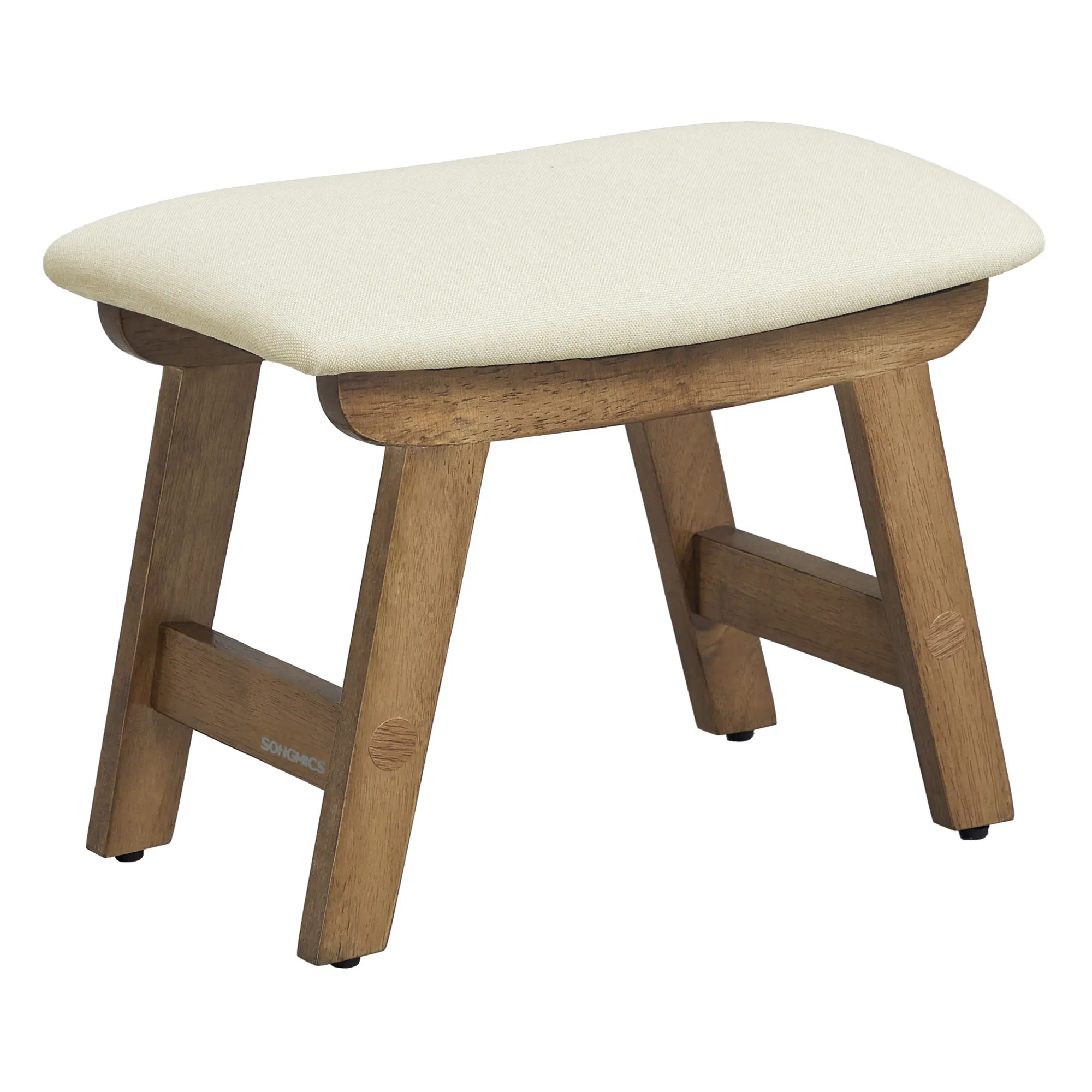 SONGMICS Rectangular Ottoman Stool, Padded Under-Desk Foot Rest with Solid Wood Frame, Removable Cover, for Living Room, 9.8x15.4x11.8"