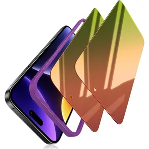 (2 Pack)  Screen Protector Compatible for  16 Pro Max Tempered Glass - Red to Green Gradient/Shatterproof/Anti-Scratch/Mirror Finish/Blue Light Blocking/Touch-/Bubble-Free