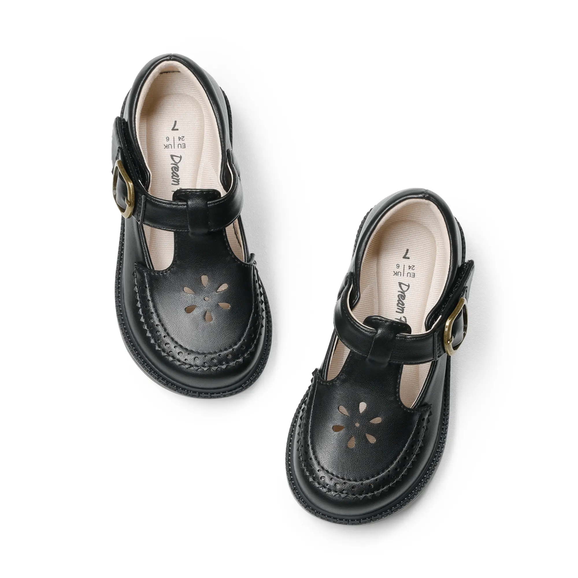 Dream Pairs Girls' T-Strap Mary Jane Flats with Arch Support and Hook-and-Loop, Lightweight School Uniform Shoes for back to school haul