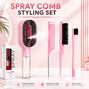 2-in-1 Spray Hair Brush with Water Tank, Fine Mist Detangling Styling Comb for Wet & Dry Hair, Hydrating Scalp Massage Brush for Smooth, Shiny Hair, Lightweight Salon Tool for Easy Daily Hair Care