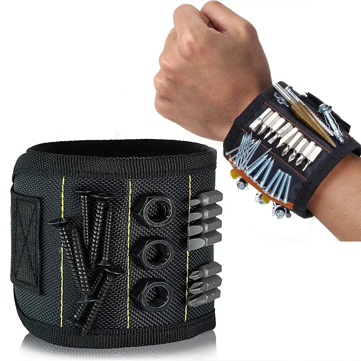 【Summer Survivals】Magnetic Wristband for Holding Tools, Adjustable Tool Holder for Screws, Nails, Drill Bits & Bolts, Hands-Free DIY Repair Tool for Men Summerfinds