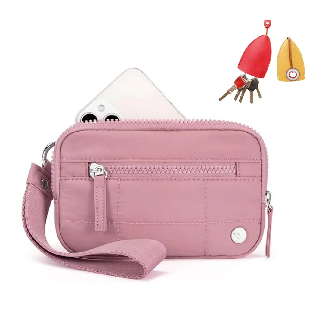 Women's Soft PU Leather Wristlet Wallet - Compact, 3-Zipper Nylon Credit Card Holder with ID Window, 2PCS Creative Pull-Out Key Cover Case Keychain Coin Pouch, Lightweight Solid Handbag for Travel & Everyday Use (Soft PU Gentle on Skin, TikTok-Trending),,