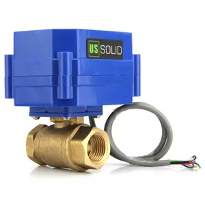 U.S. Solid 1/2" Motorized Ball Valve Brass Full Port 9-24V DC 5 Wire Setup Normally Closed