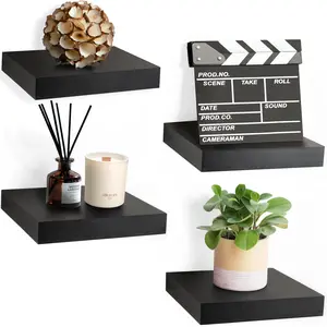 Sorbus Square Floating Shelf for Wall - 4 Small Shelves with Invisible Mounting Brackets - 9" Wall Shelf Decor Kitchen Set