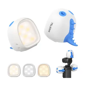 TELESIN BASIC Magnetic LED Fill Light Compatible with DJI Osmo Pocket 3 / Xtra Muse / Xtra Creator Combo, Mini Monster Design, 3-Level Adjustable Brightness, USB-C Rechargeable Auxiliary Light with 12H Battery Life for Selfie Vlog Video Recording