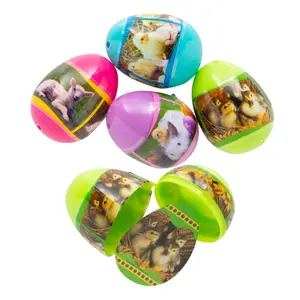 Colorful Baby Animal Sticker-Filled Plastic Easter Eggs - 24 Pc.