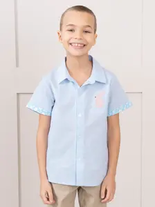 Blue Poppy Bunny Button-Up Shirt