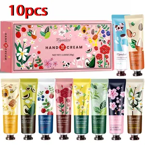 Elegant Gift Set 10-Piece Hand Cream Box, Valentine's Day Present, Floral Scented Hand Cream, Fruit-Infused Travel Kit, Hydrating Hand Balm, Ideal for Dry Hands
