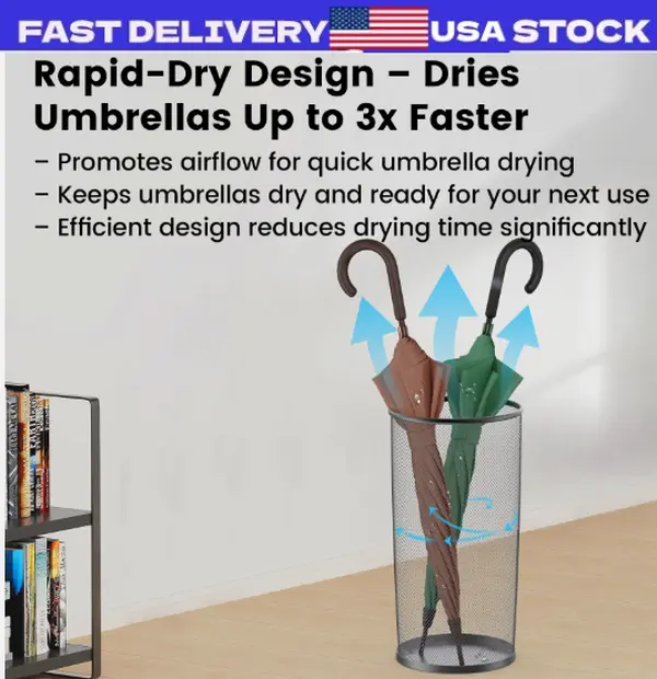19.5" Large Umbrella Stand Ventilated Mesh Umbrella Holder For Entryway Indoor