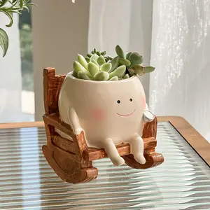 Creative Chair Planter Pot for Succulents - Small Potted Plant Decor for Office Desk, Study, or Home