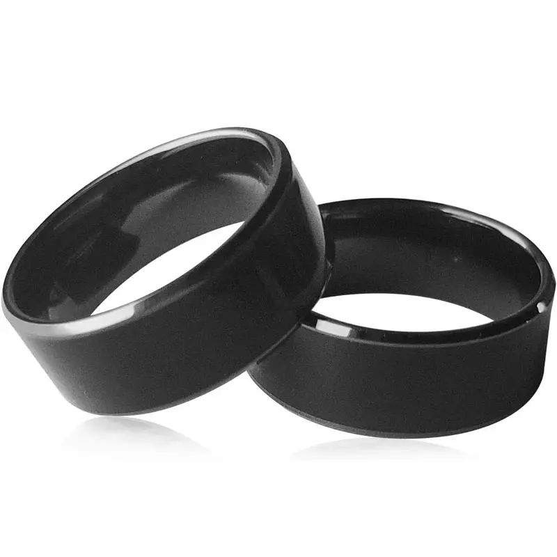 Waterproof Ceramic NFC Ring, NFC Forum Type 2 215 496 Bytes Chip Universal for Mobile Phone, Wide Surface Fasion Ring (8#)