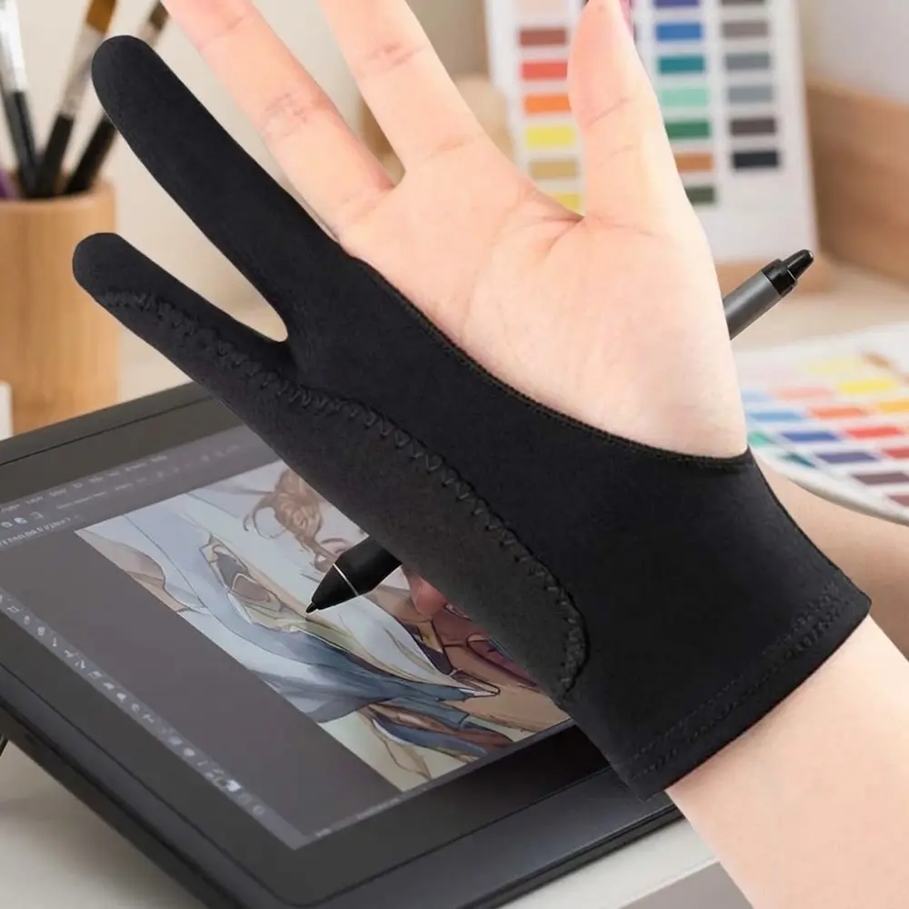 Breathable Sweatproof Creative Drawing Drafting Gloves for Graphic Tablets, Reusable Anti-Fingerprint Anti-Smudge Hand Protector for Digital Art, Touchscreen Compatible Washable Artist Gloves