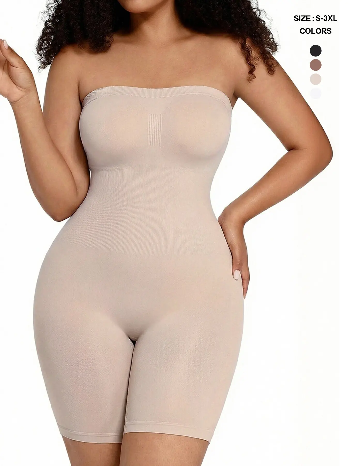 Strapless Elastic Shapewear Bodysuit, Butt Lifter Body Shaper for Women, Under Dress Tummy Control Full Body Seamless Smooth Body Sculpt Underwear