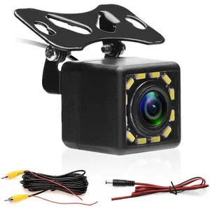 Car Reversing Camera with Super Night Vision IP68 Waterproof Rear View Camera 170° Wide Angle 12 LED Night Visions+6M Video Cable