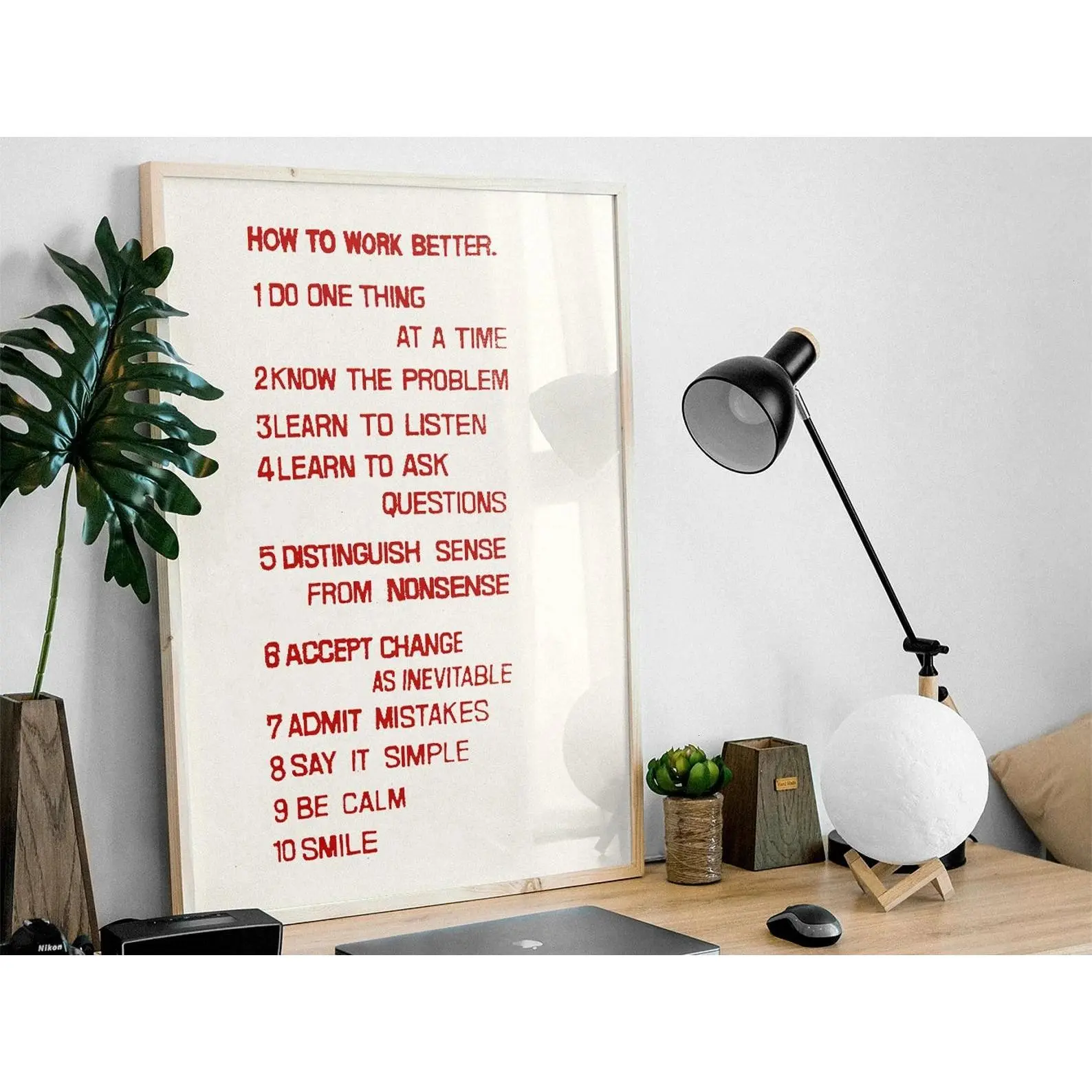 How To Work Better By Peter Fischli And David Weiss Print, Office Decor, Work Environment Poster, Wisdom Quotes Wall Art, Motivational Gifts