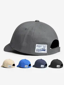 Men's Vintage Patch Short Brim Baseball Cap, Spring Summer Soft Top Street Style Adjustable Work Hat, Outdoor Skateboard Trendy Unisex Adjustable Snapback