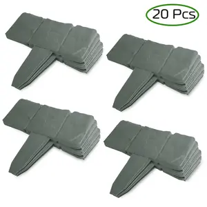 20 PCS Cobbled Stone Effect Plastic Garden Lawn Border Edging for Outdoor Decorative Use