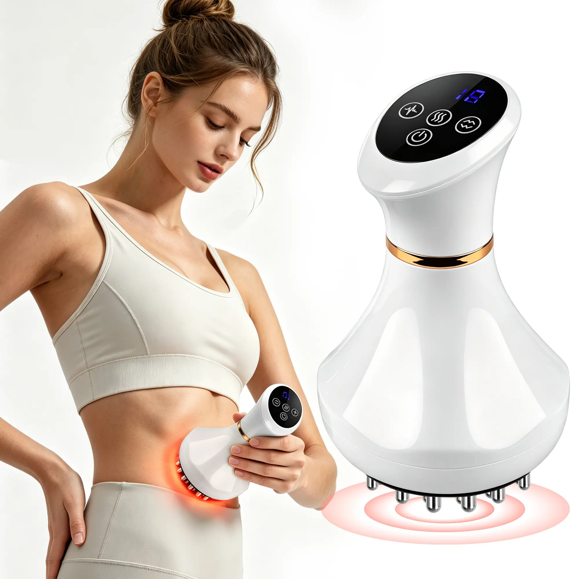 Portable Lightweight Electric Meridian Brush Massager with Adjustable Handle, Rechargeable Handheld Relaxation Tool, Includes Massage Oil, Ideal Father's Day Gift for Parents
