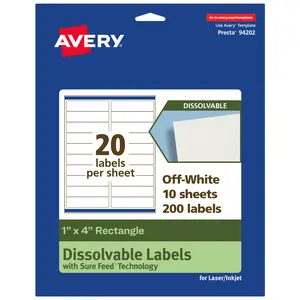 Avery Dissolvable Labels, 1" x 4" Rectangle