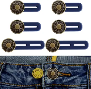 6 count Jean Button Extender, Pants Extender Button for Women Men,  Extenders, Retractable No Sew Instant Waistband Extender Buttons Metal  for Jeans Pants , 2 Sizes