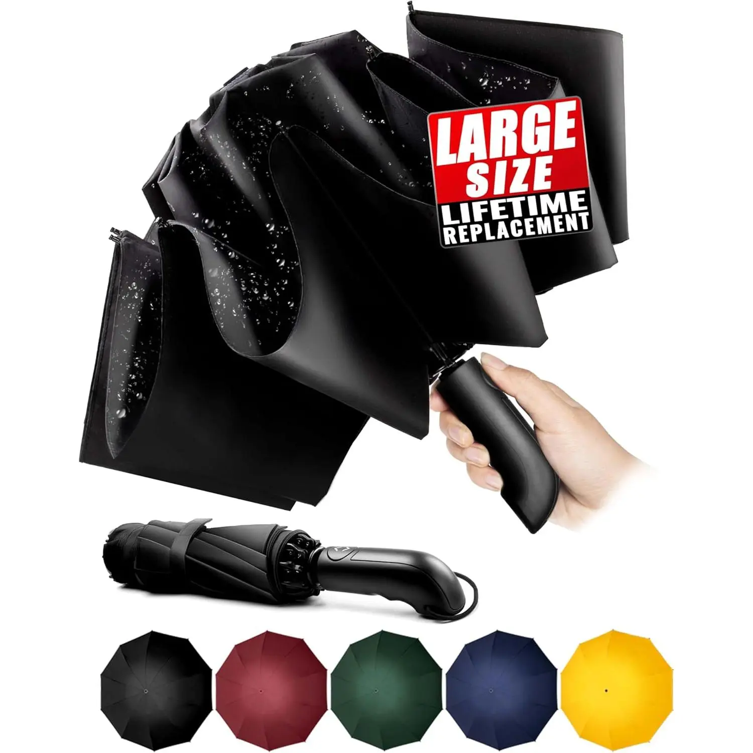 Travel Inverted Umbrella Compact Windproof- Automatic reverse Umbrellas for Rain - Folding Portable 10 Ribs Large Umbrella