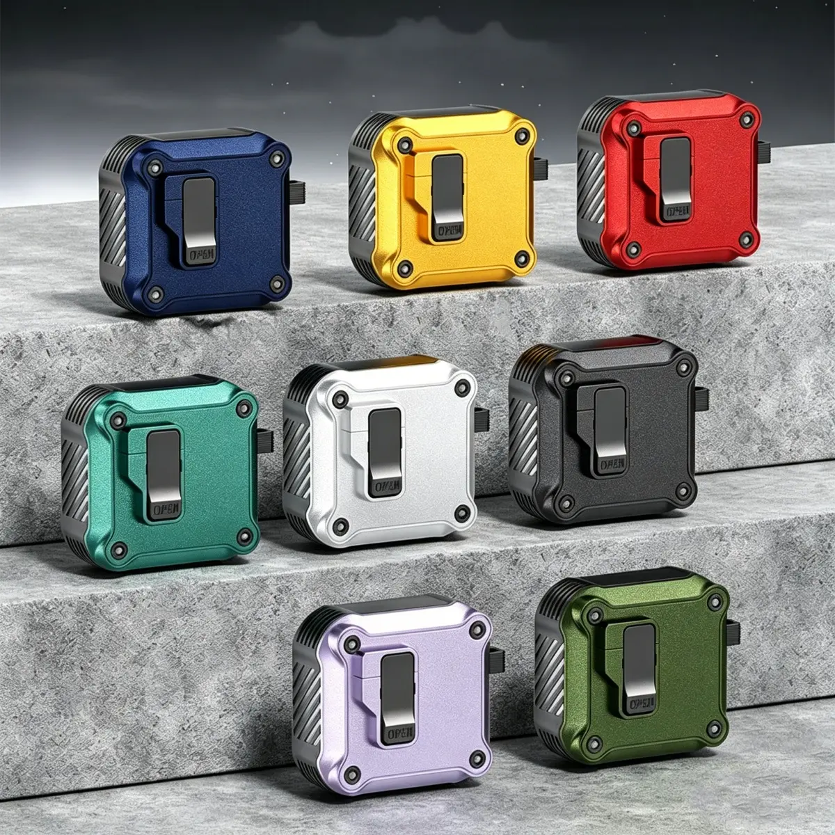 with Safety Lock Case For Apple For AirPods 4 / 3 / 2 / 1 for AirPods Pro 3 / Pro2 / Pro For Airpod Earbuds Headset Earphones Headphones Full Protective Military-Grade Shockproof Rugged Cover Secure Pop-Up Padlock Clip Latch Closure Hanging Loop Keychain
