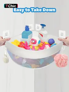 Corner Mounted Bath Toy Storage Holder, Mesh Shower Caddy for Bathtub Organizer, Quick Dry Holder, Capacity Upgrade Bath Toy Storage and Holder, Bathtub Toy Holder for Easy Access and Sorting of Toys, Mesh Construction, Toiletries Basket