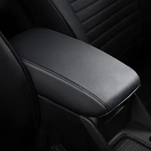 Black Leather Car Armrest Cushion for 2013-2018 Subaru Forester, Custom Fit, Easy Installation, Premium Quality Automotive Interior Accessory