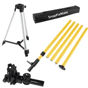 SnapFixMate 11.81 FT./3.6M Professional Laser Level Pole with Tripod and 1/4-Inch by 20-Inch Laser Mount for Rotary and Line Lasers, Adjustable Telescoping Laser Pole with 5/8"-11 Threaded Adapter-FLP370C