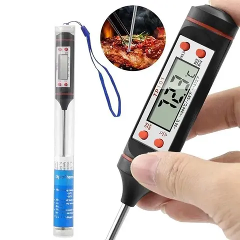 Digital Food Cooking Thermometer with Probe, 1 Count Temperature Measuring Tool with Probe, Instant Read Food Thermometer for Cooking, Grilling, BBQ, Baking, Deep Frying