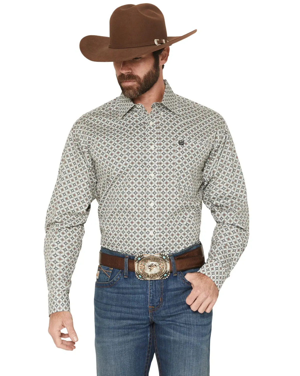 Cinch Men's Men'S Geo Print Long Sleeve Button-Down Western Shirt - Mtw1106033