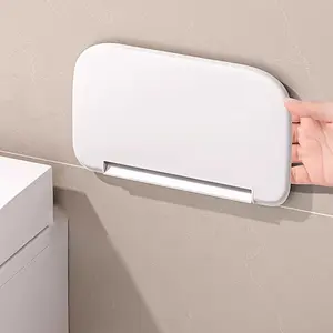 Space Saving, White Plastic Wall Mounted Folding Storage Rack Without Drilling - Multiple Compartments, Bathroom Organizing Accessories, Hanging Shelf for Bathroom, Kitchen, Bedroom and Office - Compact 68.58cm Shelf