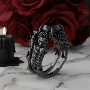 Together Forever- 1.25 Carat Black Diamond Option Gothic Ring Set