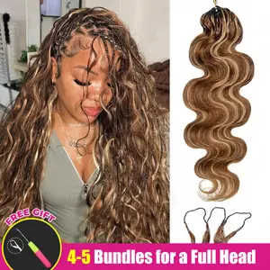 ISEE HAIR Body Wave Highlight Chocolate Brown Crochet Mermaid Braids Human Hair Extensions for Miracle Knots Human Hair Extensions Pre-Separated 50g/Pack (32-38 Strands Per Pack）– Knotless Boho Braids Vacation Hair #Summervibe#ISEECrochetNewArrivals