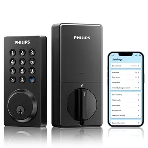 Philips Smart Lock, Smart Door Lock Built-in WiFi, App Remote Control, Keyless Entry Door Lock for Front Door, Deadbolt Lock Auto Lock, Support Alexa & Google, IP54 Waterproof, Black