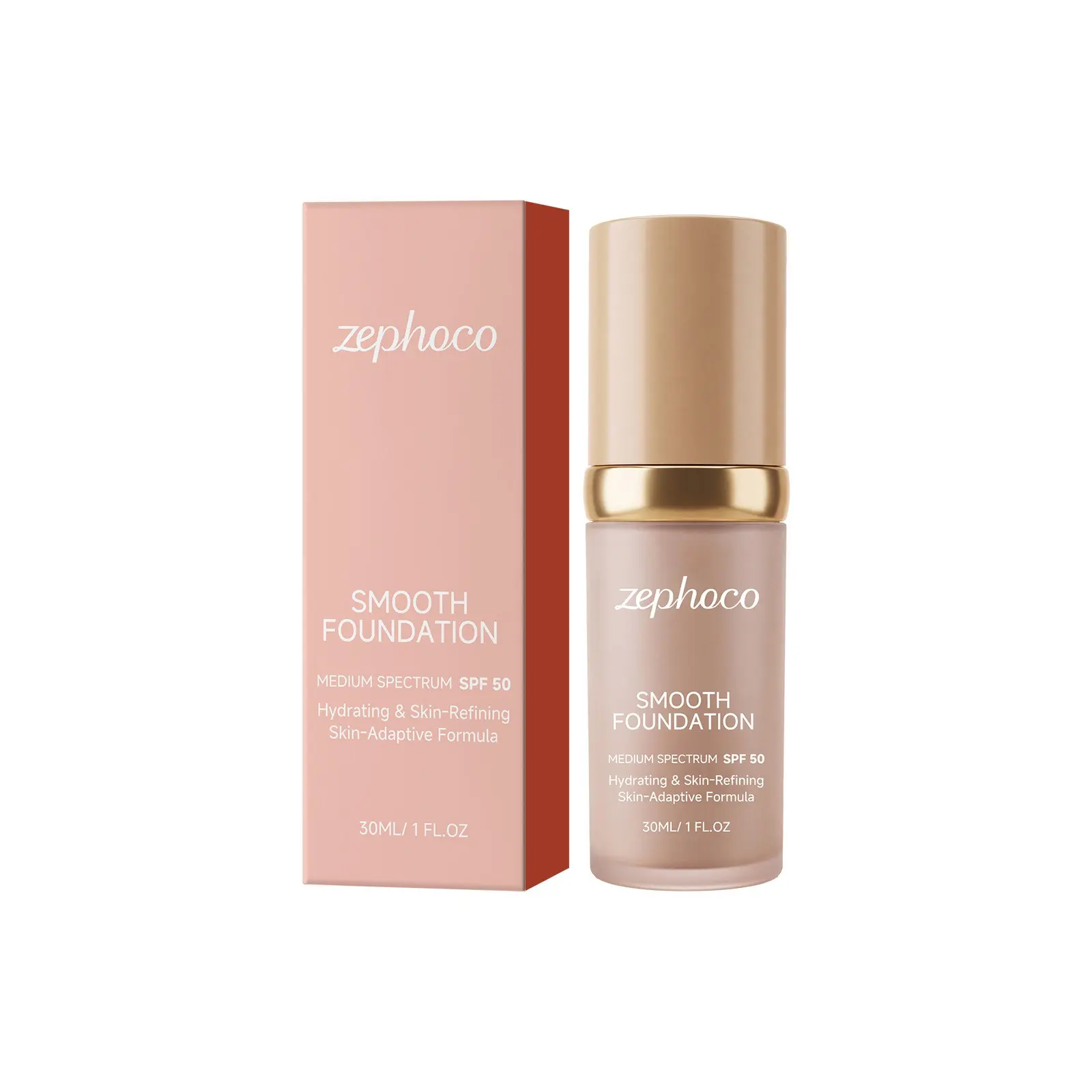 Zephoco Temperature-Responsive Sunscreen Foundation Spf50, Multi-Functional, Moisturizing, Lightweight, Long-Lasting, Waterproof, Natural Tone