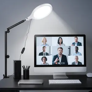 Ring Light for Streaming, 10'' Full Screen LED Ring Light for Desk with 360? Adjustable Arm, Video Conference Lighting for Zoom Meetings, Live Streaming, Podcast, Content Creator, , YouTube