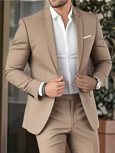 Men's Tailored Suit 2pcs Set, Including Jacket And Trousers, Fashionable Formal Wear, Suitable for Parties, Gatherings And Weddings.