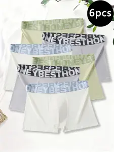 Street Style Men's Boxer Briefs, 100% Cotton Breathable Underwear, Trendy Waistband Design, Men's Boxer Shorts, Black Boxer Briefs