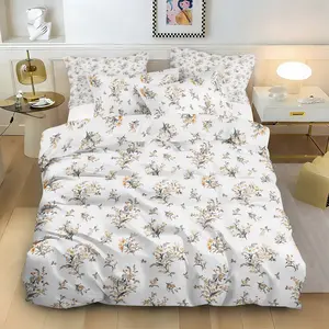 Muted Floral Gentle Valentine’s Bedding Set, 1 Fitted Sheet + 2 Pillowcases, Serene Romantic Style, Calm Bedrooms, Minimalist Spaces, Modern Bedding Set, Floral Bedding Sets