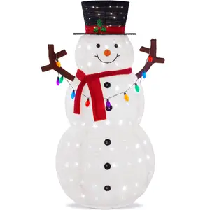 Best Choice Products Lighted Pop-Up Snowman, Outdoor Christmas Holiday Decoration w/ LED Lights, Hat, Scarf