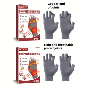 1 pair of compression gloves for stiff fingers, wrists, and thumbs, open-design for typing, suitable for everyday work and hand care—breathable, moisture-wicking, non-slip, nylon material that doesn’t lose shape, easy to clean, unisex