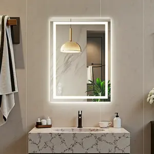 EDX 3 SIZE Lighted Anti-fog LED Bathroom Vanity Mirror with Dual Light Source and Three Lighting Modes, White