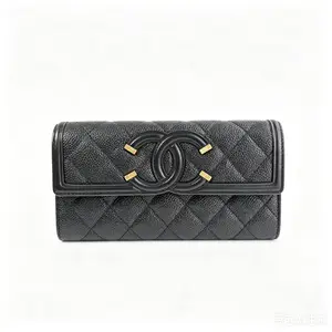 Pre-owned Chanel Black Caviar Leather Wallet D0119
