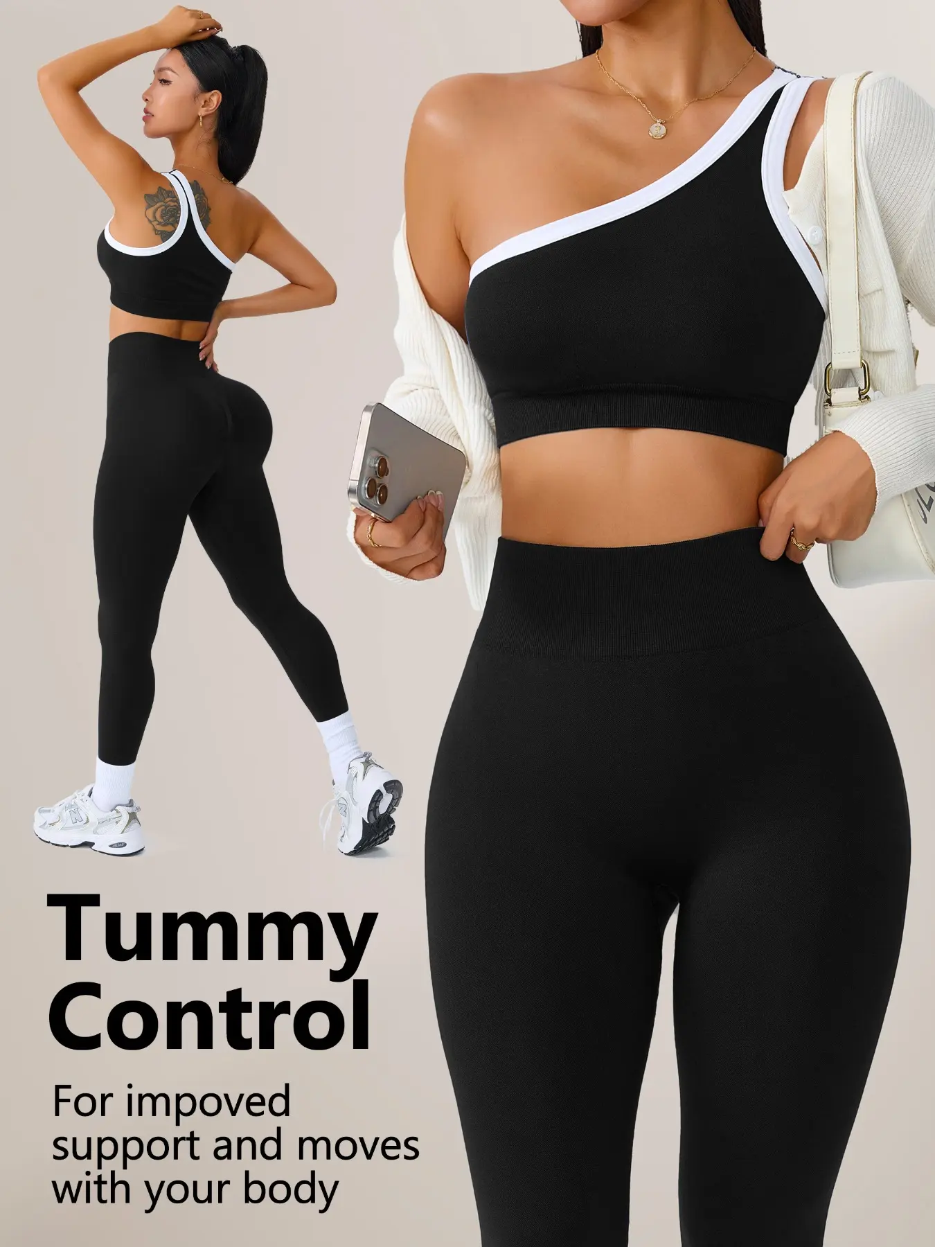 Women's Slim-Fit Yoga Clothes Set, Colorblock Design, Outdoor Stretchy Sportswear, Pilates Outfits for Women, Exercise Clothing Set, Sports Fitness Wear, Activewear Yoga Fitness